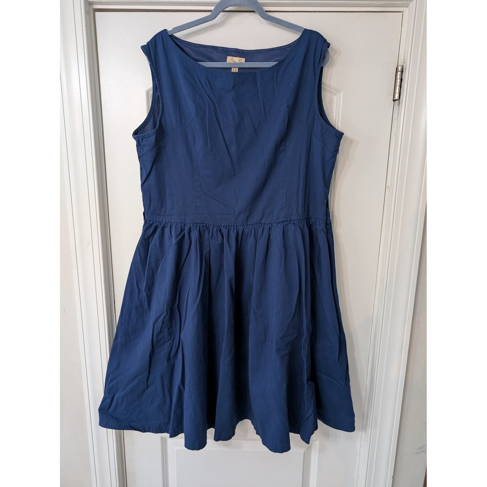 Lindy Bop Navy Blue Sleeveless Fit-and-Flare Midi Dress